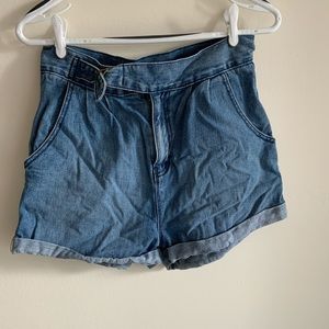 High waisted jean shorts